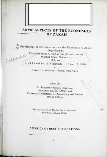 Some aspects of the economics of Zakah